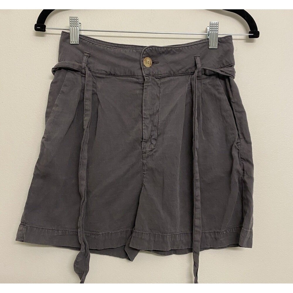 Faherty Arlie Tie Waist Short Women’s S Gray Linen Paperbag Hiking Outdoors